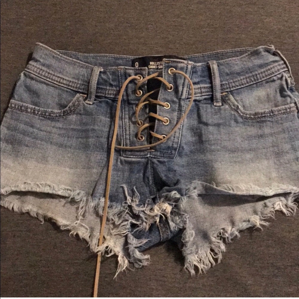 Hollister tie up jean shorts